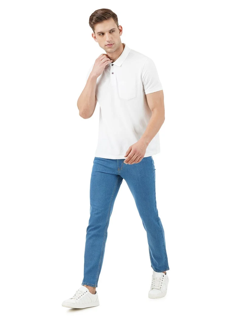 inkd جينز رجالي ضيق - متوسط الارتفاع | مزيج القطن | غرزة التباين | قماش قابل للتمدد | تصميم كلاسيك 5 بوكت